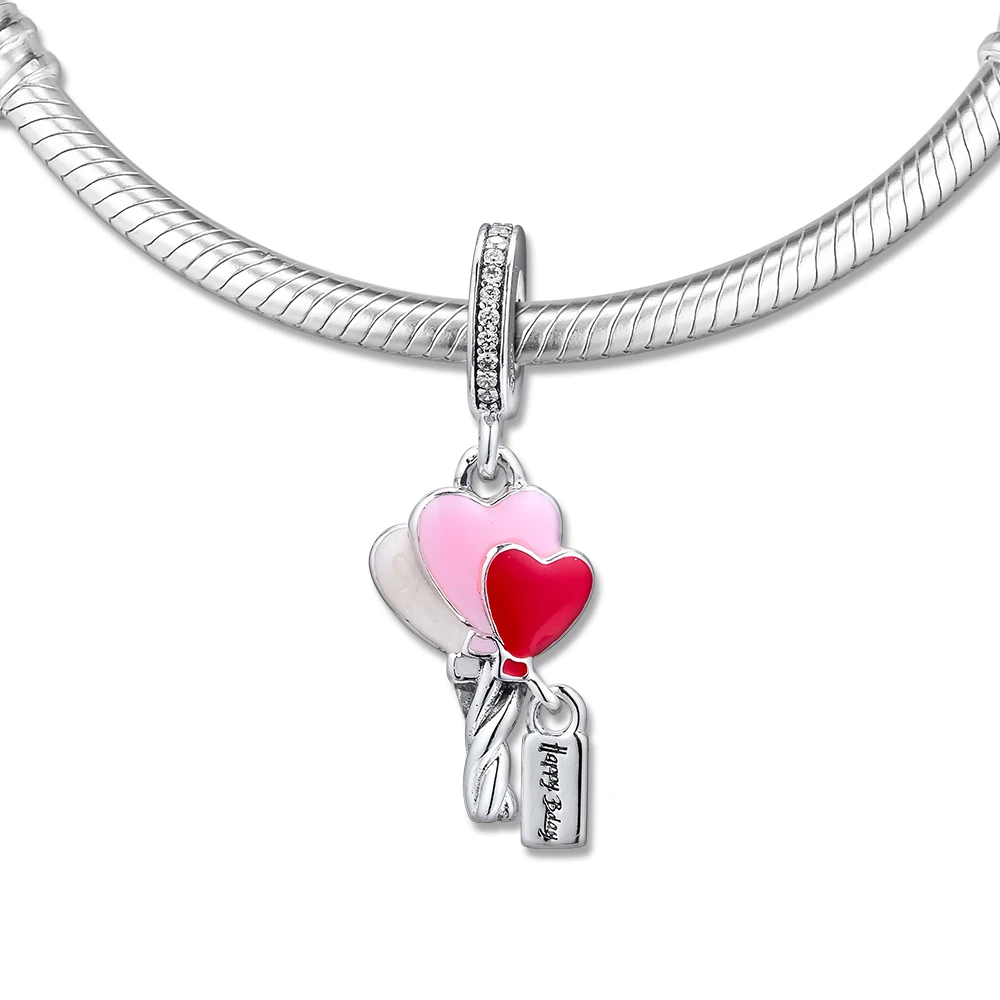 

Fits for Pandora Charms Bracelets Heart Balloons Dangle Beads 100% 925 Sterling-Silver-Jewelry Free Shipping