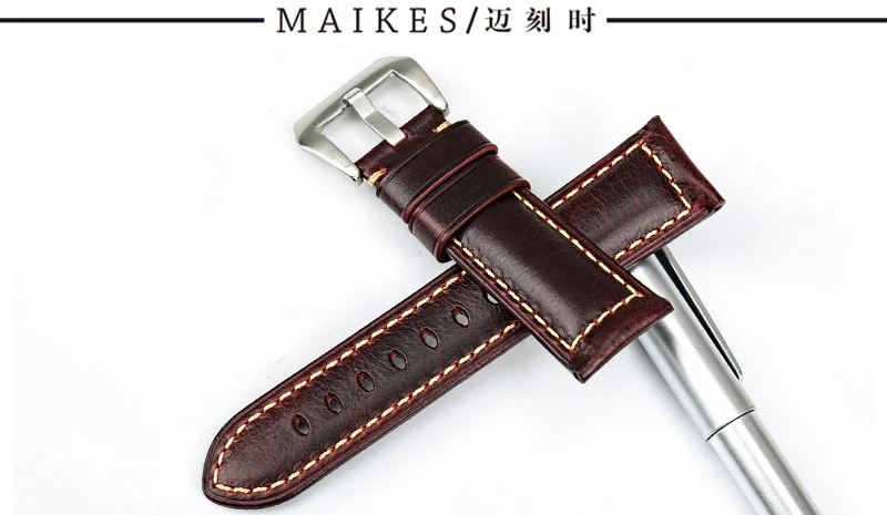 MAIKES винтажный итальянский кожаный ремешок для часов 22 мм 24 мм 26 мм Ремешки для наручных часов аксессуары для часов Fossil ремешок для часов