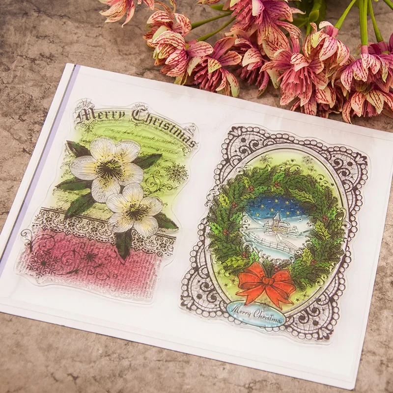 Рождественские прозрачные штампы снежинки резиновые силиконовые для ручная