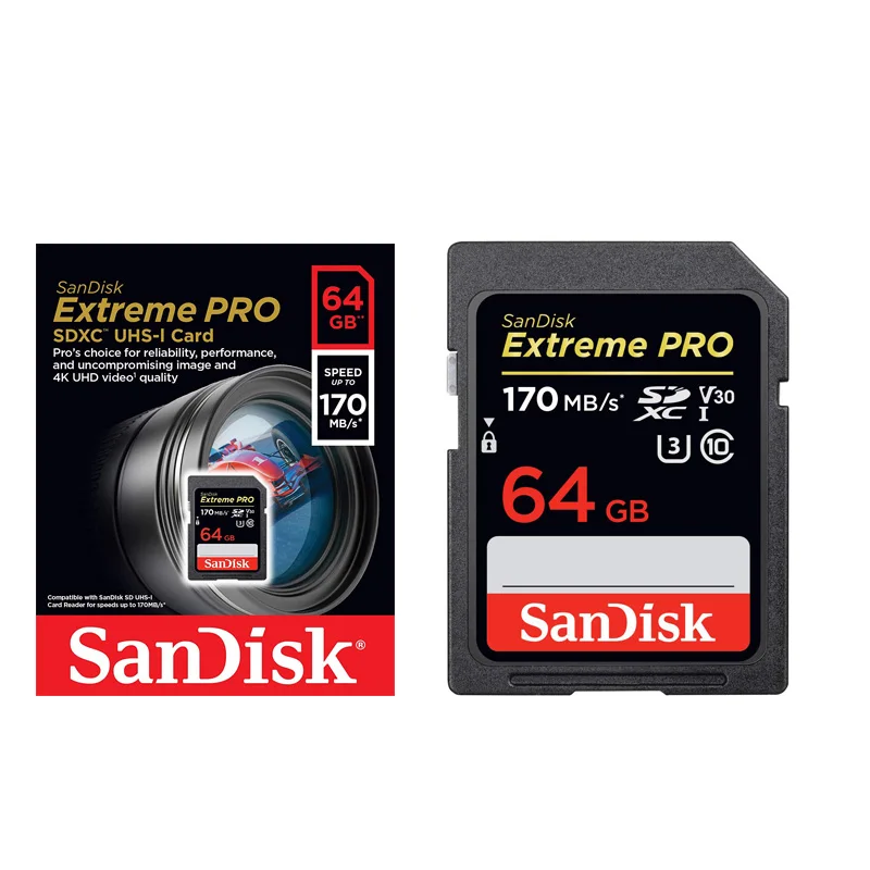 Sandisk флешка carte micro sd карта 64 Гб SDXC карты памяти 170 МБ/с./с. картао де Memoria для профессионалов Canon Nikon sony цифровой камера SD