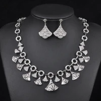 new arrival white gold color beautiful women bridal jewelry sets micro cubic zirconia pave necklace sets dress accessories s 004