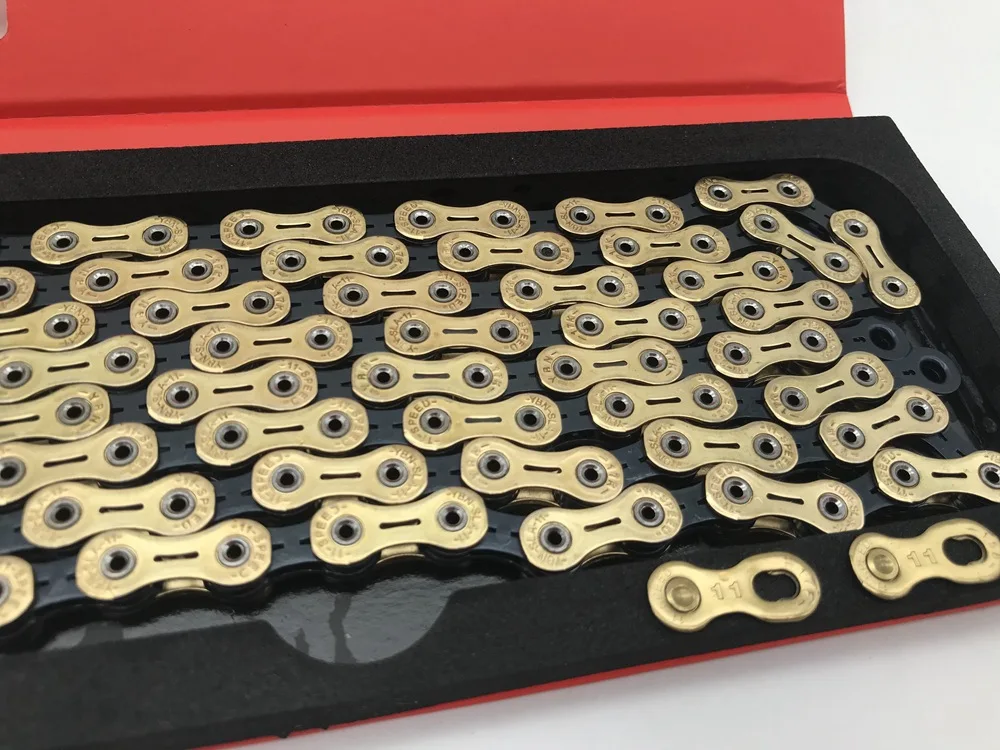 11S Black Gold YBN 11 скорость черная золотая цепочка SLR 11 S 22 S MTB Горный Дорожный велосипед сверхлегкие прочные цепи для системы SHIMANO SRAM - Цвет: 11S Black Gold