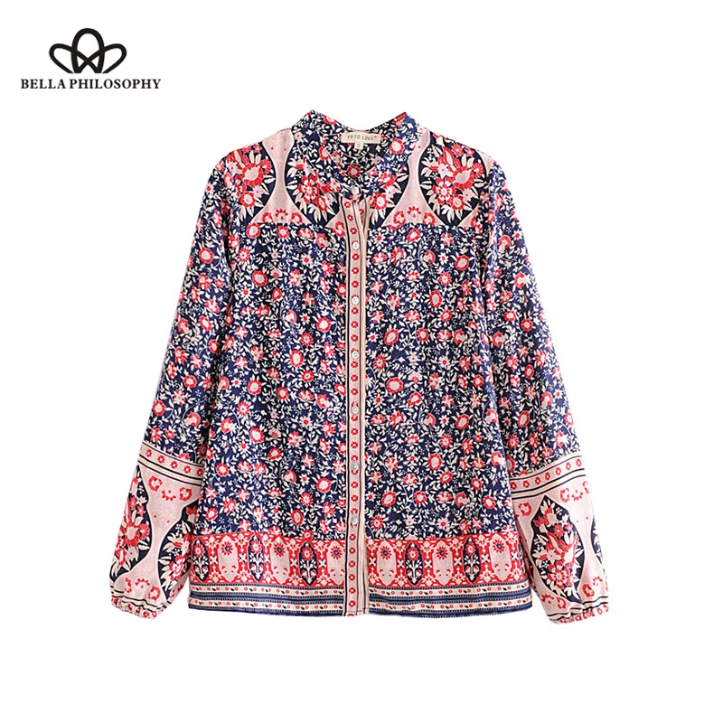 Женские блузки на пуговицах Boho Chic винтажные пляжные Блузы с длинным рукавом и