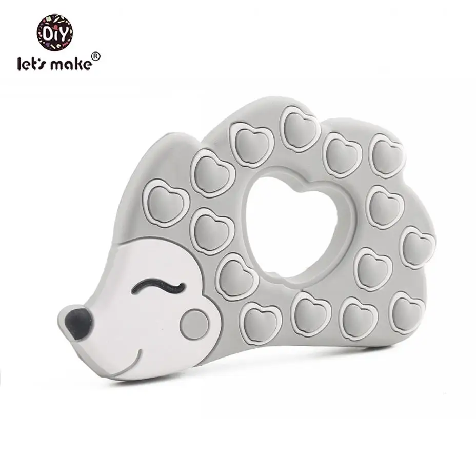 light gray Hedgehog Давайте сделаем 5 шт. новые силиконовые Подвески в виде Ёжика BPA бесплатно Прорезыватель мультфильм Животные Porcupine пищевой Прорезыватель патент владельца - Цвет: light gray Hedgehog