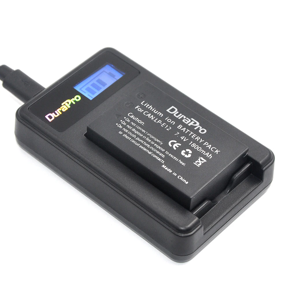 DuraPro 3 шт. 1800 мАч LP-E12 LP E12 LPE12 батарея + ЖК USB зарядное устройство для Canon EOS M M2 100D Rebel SL1