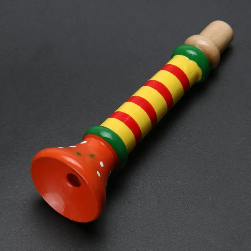 Wooden Trumpet Buglet Hooter Bugle Toys Kids Colorful Trumpet Hooter Toy Children Musical Instrument Educational Toy Trumpet
