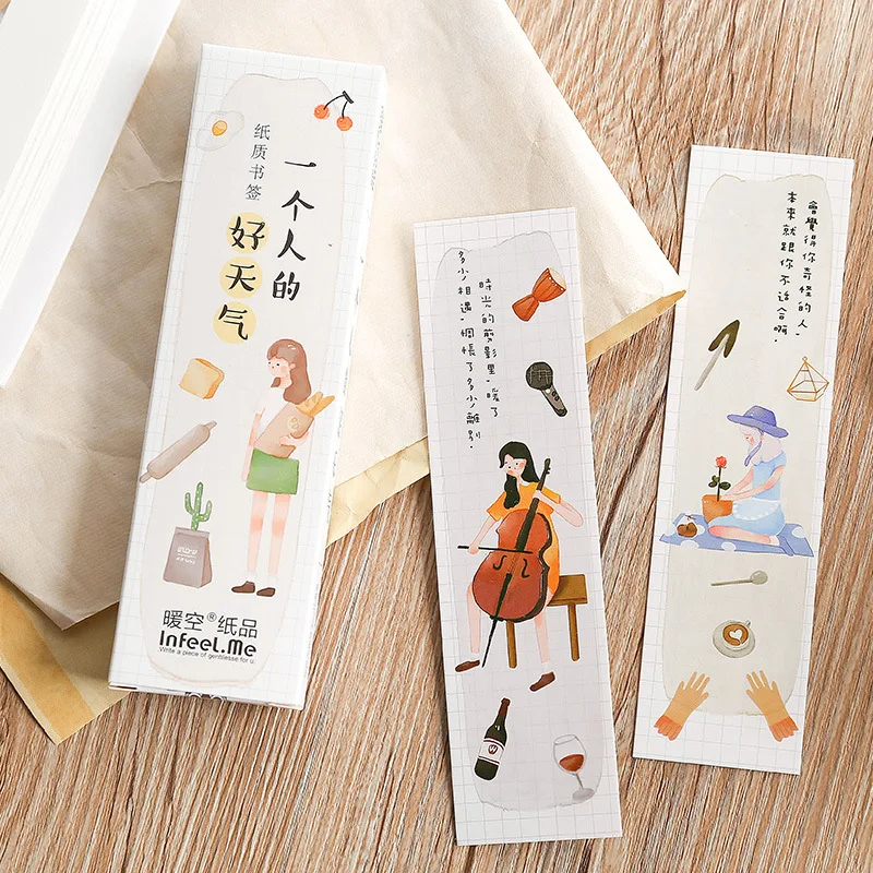

30 Pcs/Set Novelty A Person's Good Weather Paper Bookmark Book Holder Message Card Promotional Gift Stationery