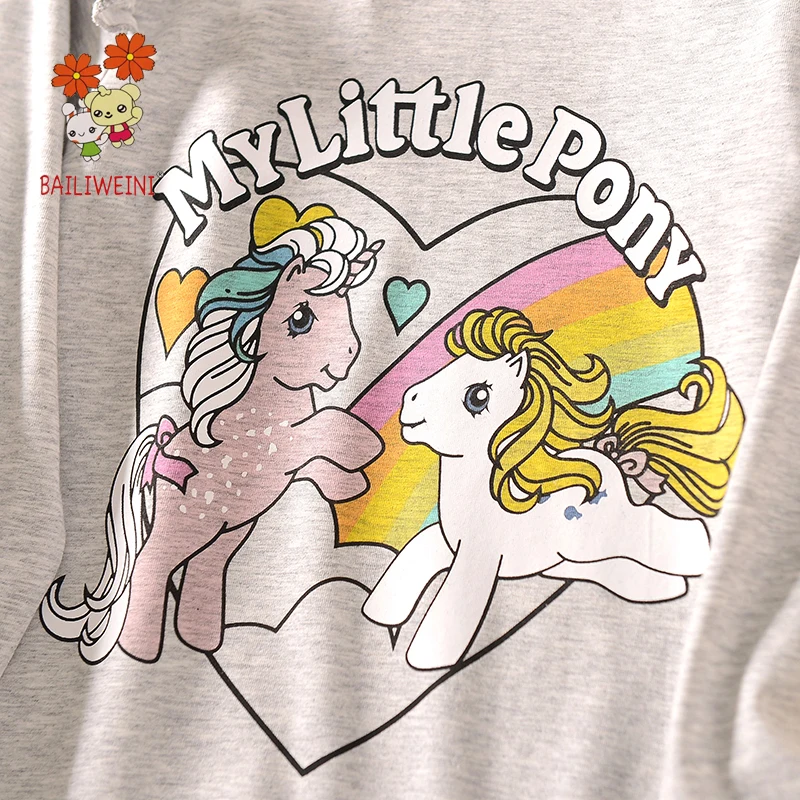 Весенняя Новинка 2021 футболка для девочек с длинным рукавом принтом love pony lotus leaf