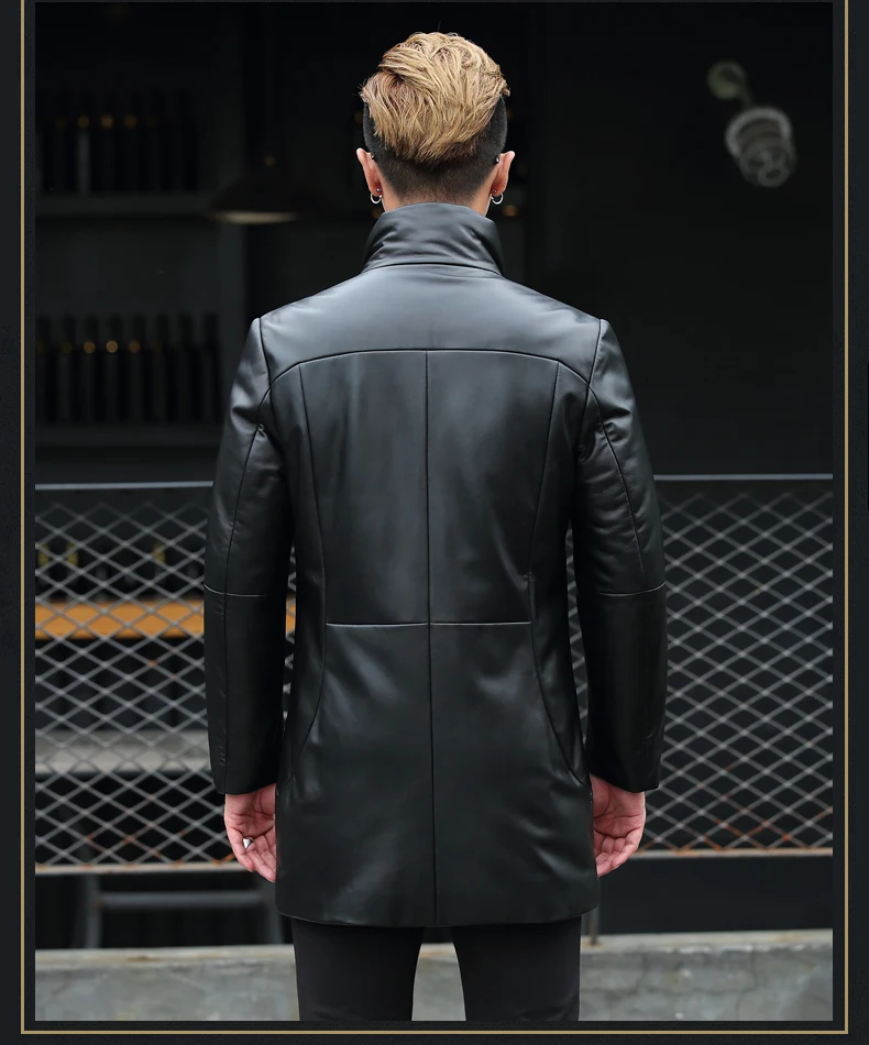 AYUNSUE Winter Genuine Sheepskin Leather Jacket Men's Sheepskin Coat Long Thick Warm Parka Homme Outerwear T-01-1737 KJ1612
