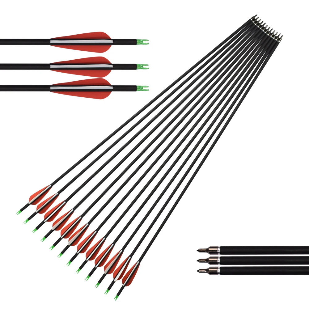 12 шт позвоночника 500 углеродная стрела со сменной стрелой 26 28 30 дюймов Соединение