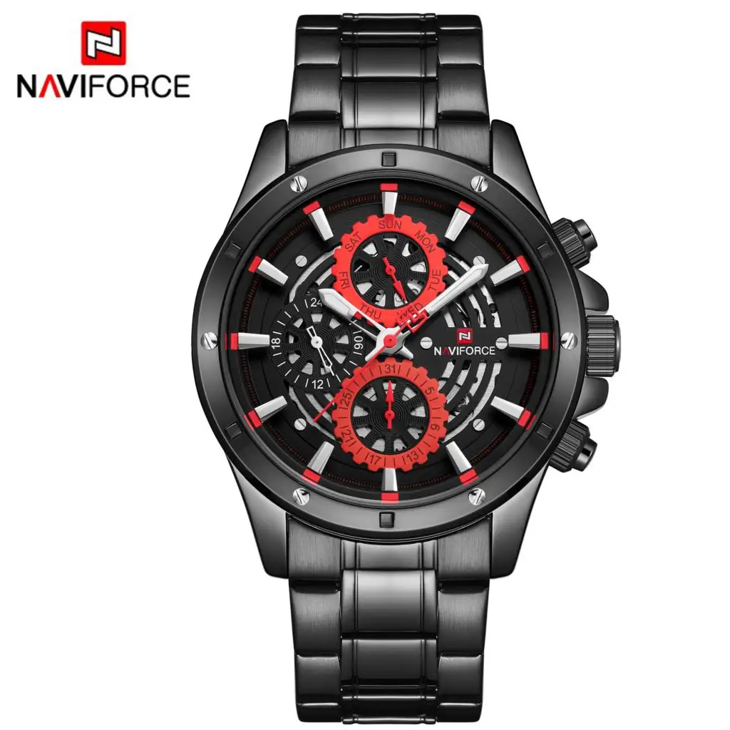Часы наручные NAVIFORCE Мужские кварцевые спортивные Роскошные водонепроницаемые