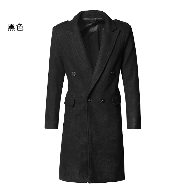 Новый осень зима Армейский зеленый Для мужчин с длинным издание шерстяные пальто