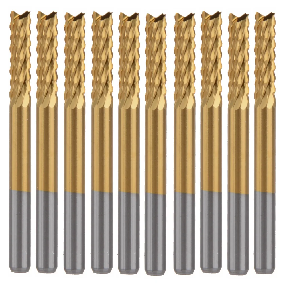

10pcs Titanium Coat Carbide 3.175x12mm PCB Carbide Tools, CNC Cutting Bits, Millinging Cutters