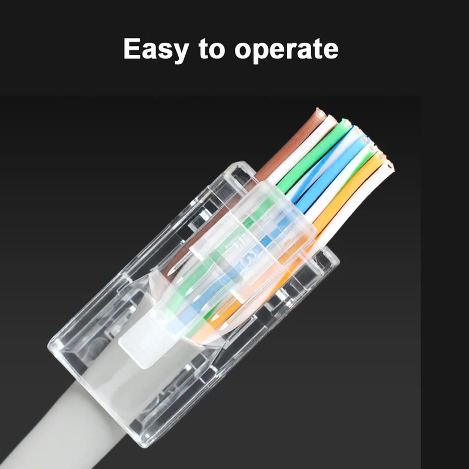 Разъем JKING EZ rj45 100 шт. разъем cat6 cat5e сетевой вилка utp 8P8C Неэкранированные модульные
