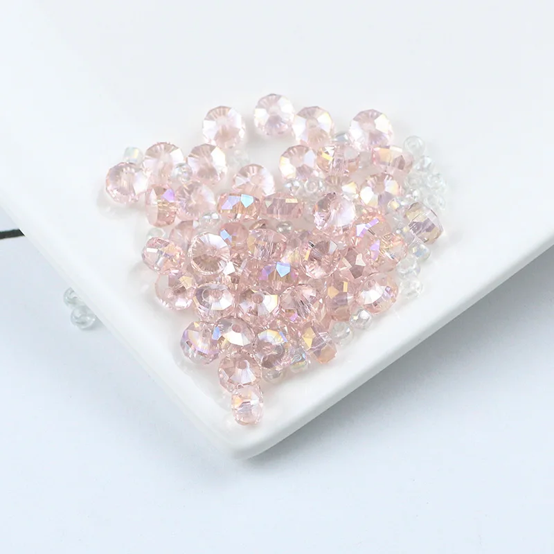 Pink BTFBES 6*4 мм Плоская Круглая австрийская Хрустальная бусина, граненая шина, свободная распорка, стеклянная бусина для изготовления ювелирных изделий, браслетов своими руками - Цвет: Pink