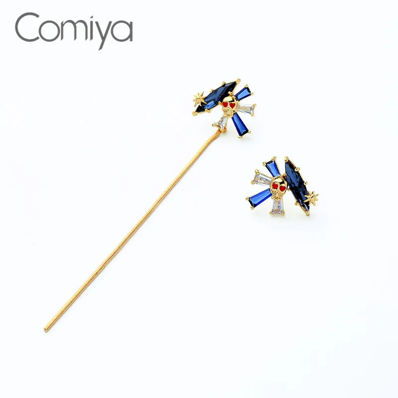 Comiya Висячие серьги для женщин Цинковый золотистый сплав длинные звенья модные с
