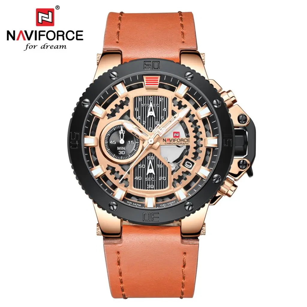 

NAVIFORCE Watch Men Fashion Sport Quartz Clock Leather Mens Watches Top Brand Luxury Gold Waterproof Business Relogio Masculino