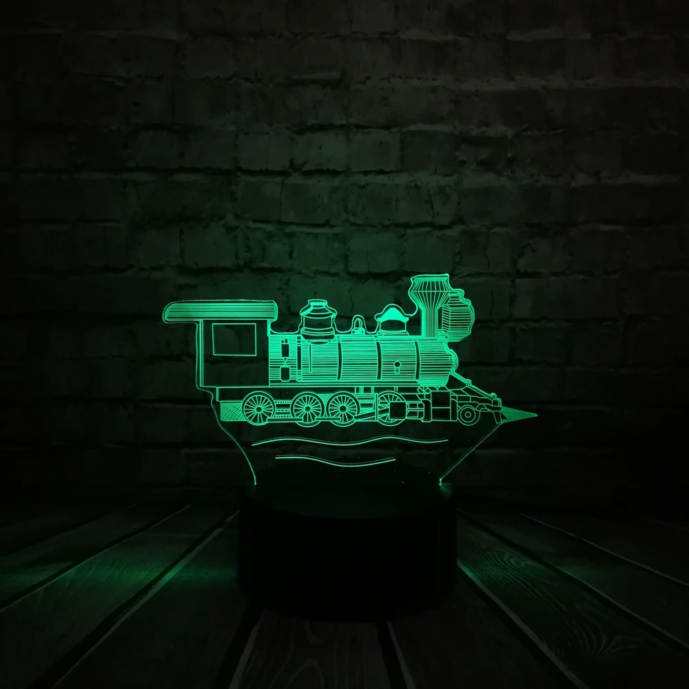 Иллюзия 7 цветов изменение 3D акриловая головка для дорожного поезда usb зарядка