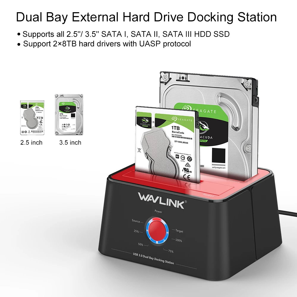 Док станция для жесткого диска с двумя отсеками SATA USB 3 0 корпус внешнего 2 5/3 5 дюйма