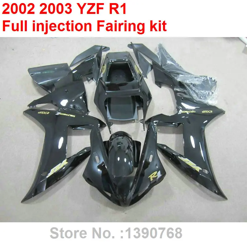 

Fit for Yamaha injection molded fairings YZF R1 02 03 black motorcycle fairing kit YZFR1 2002 2003 BC03