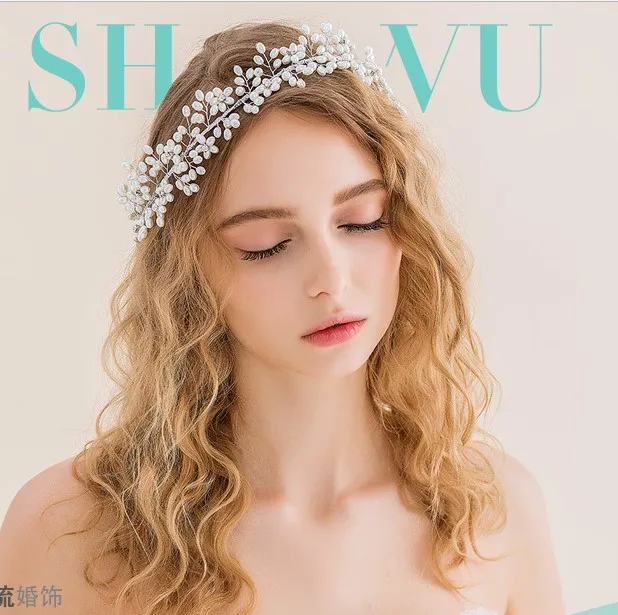 Ручная изготовка жемчужной кристальной цветочной короны для волос на свадьбу и вечеринку. Аксессуары для невесты, вечеринок, выпускного и дамы.