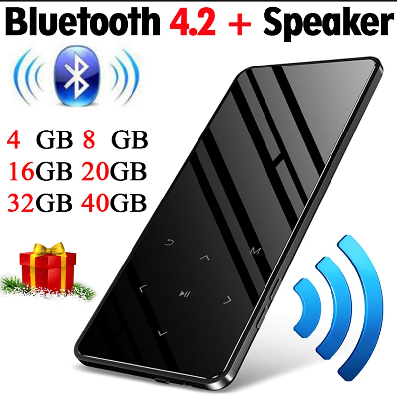 Btsmone Bluetooth 4,2 версия сенсорный экран MP3-плеер встроенный 16 Гб портативный тонкий mp3-плеер с громким динамиком с FM/радио