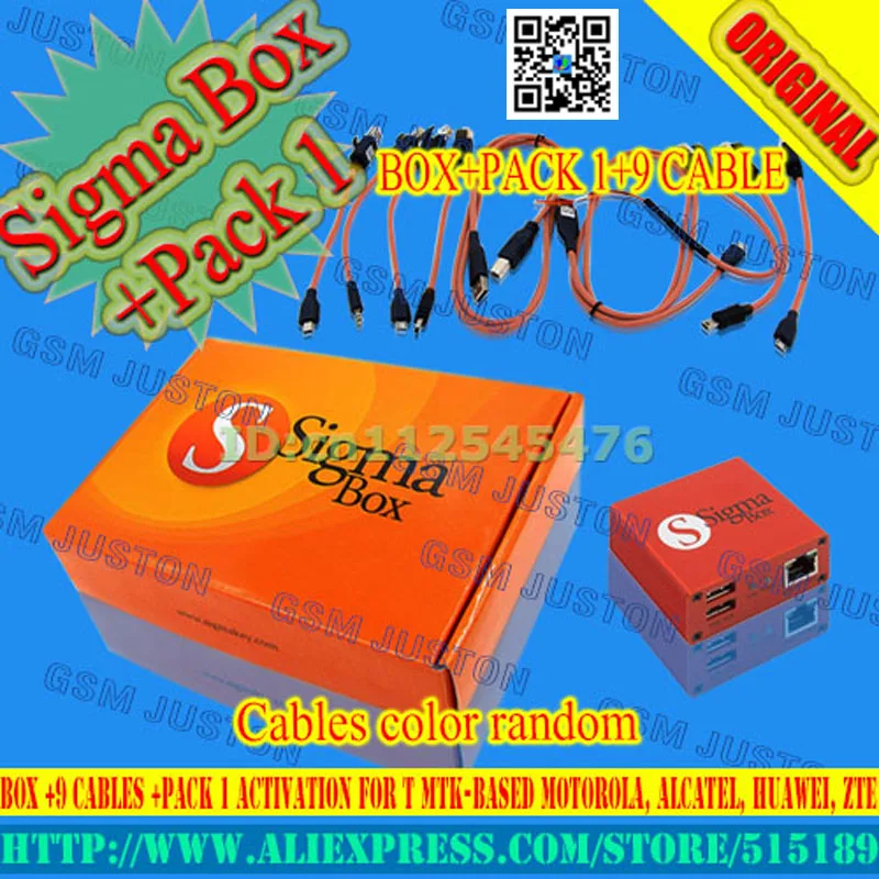 Gsmjustoncct sigma box с 9 кабелями упаковкой 1 активация для t MTK на базе Motorola Alcatel Huawei ZTE Для