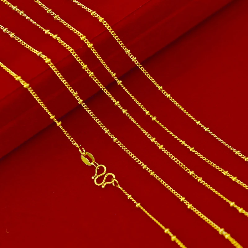 Ожерелье из чистого желтого золота для женщин 1 2 мм ожерелье бисера колье