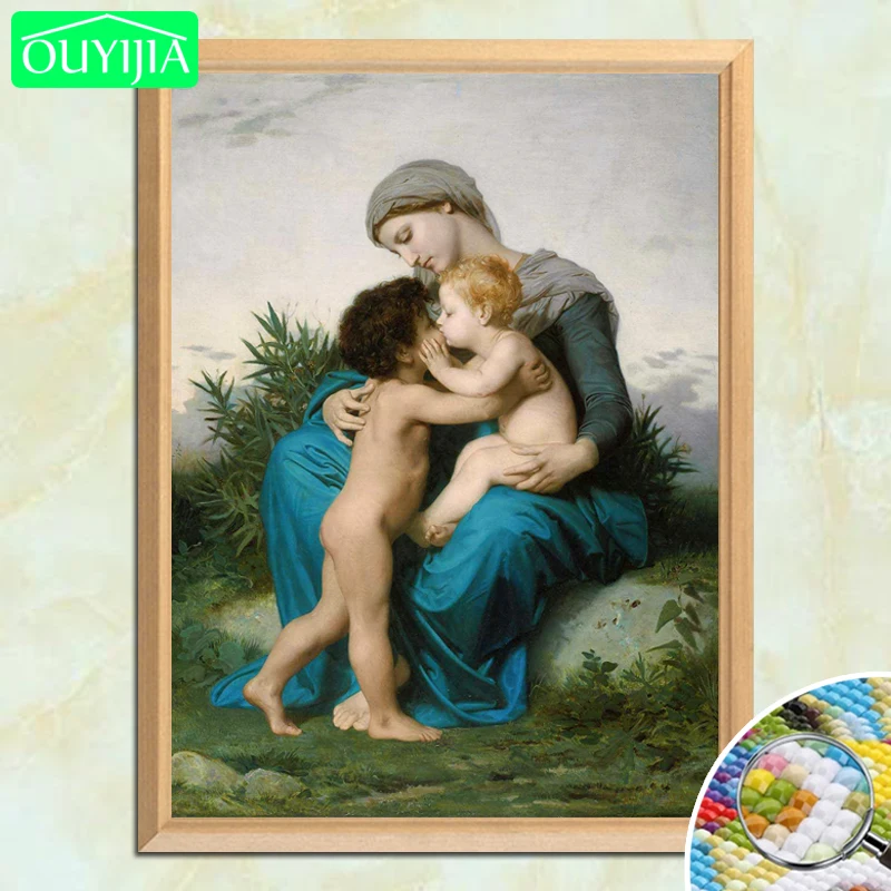 Французская картина Bouguereau знаменитая братская любовь 5D алмазная живопись сделай