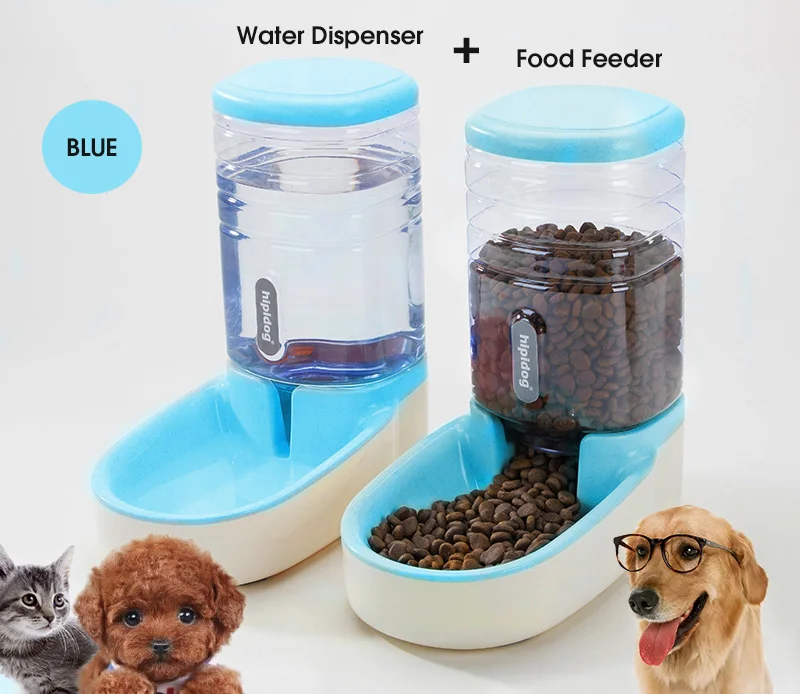 Blue-Water n Food 3.8л Автоматическая питательная миска для кошек поилка для собак контейнер для еды диспенсер для воды для животных кошачий фонтан товары для домашних животных - Цвет: Blue-Water n Food