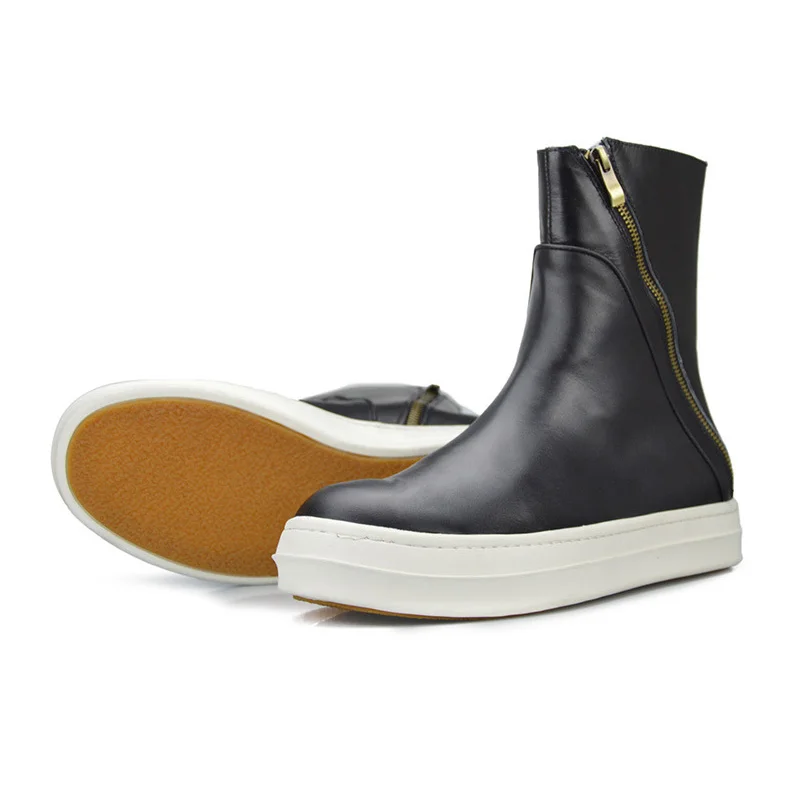 Винтажные байкерские ботинки из натуральной кожи на среднем каблуке с круглым