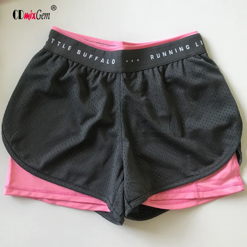 Летние женские спортивные шорты большого размера S XXXL двойные для защиты полных