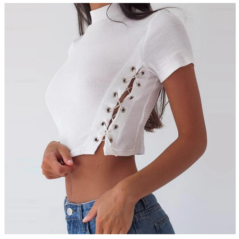 Eas-Для женщин новые пикантные короткий рукав мода Растениеводство Топы