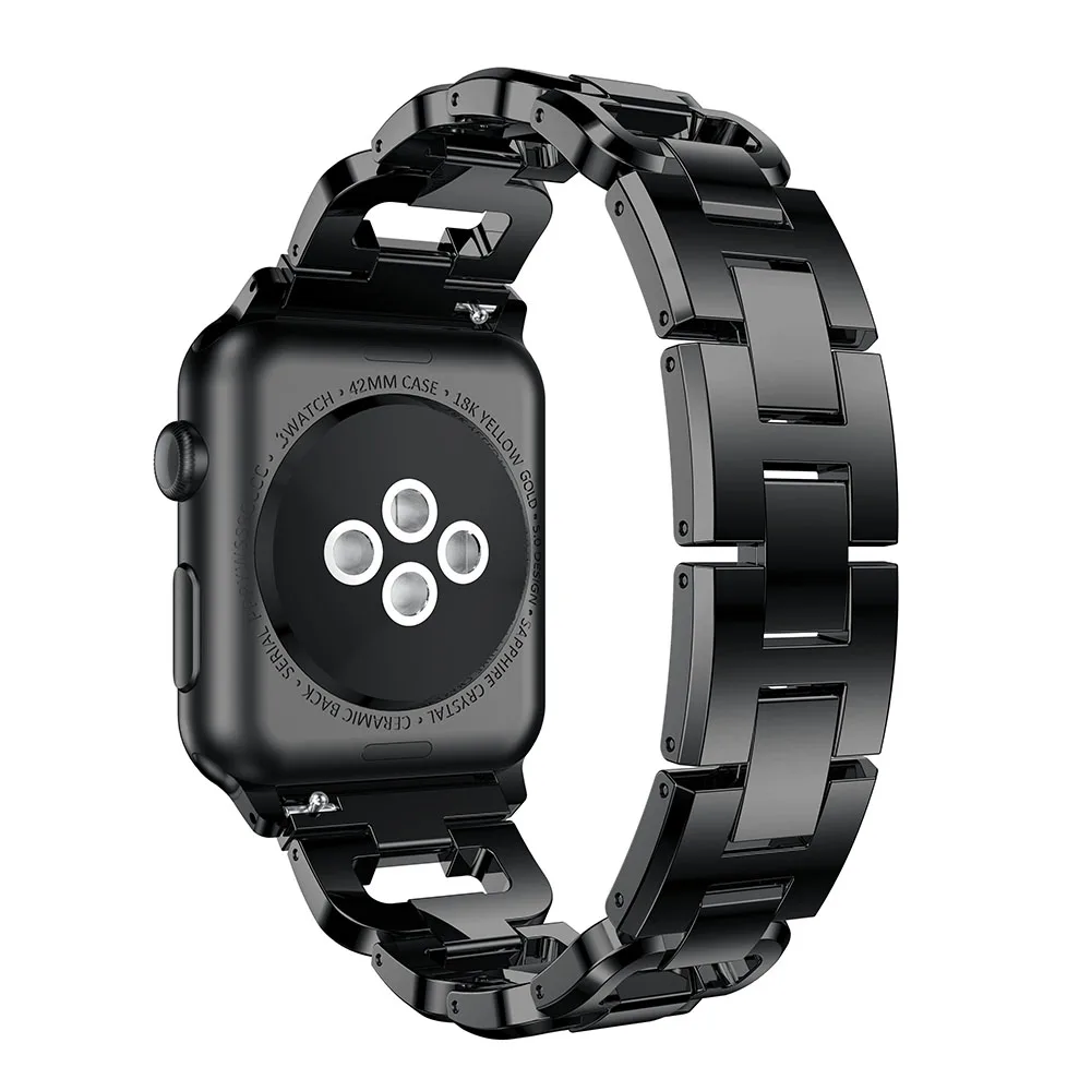 Женский металлический браслет для Apple Watch ремешок 44 мм 40 мм 38 мм 42 мм для iWatch серии 4 3 2 1 браслет стразы ремни ремень - Цвет ремешка: black