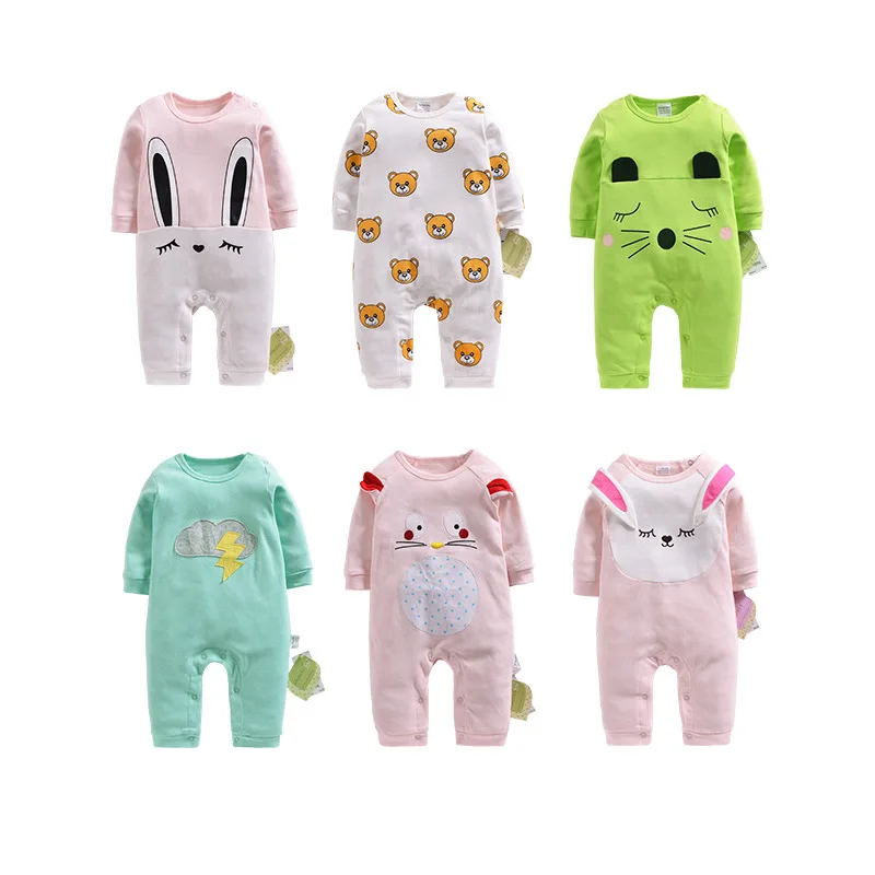 Детский комбинезон с длинными рукавами пижама из хлопка для новорожденных