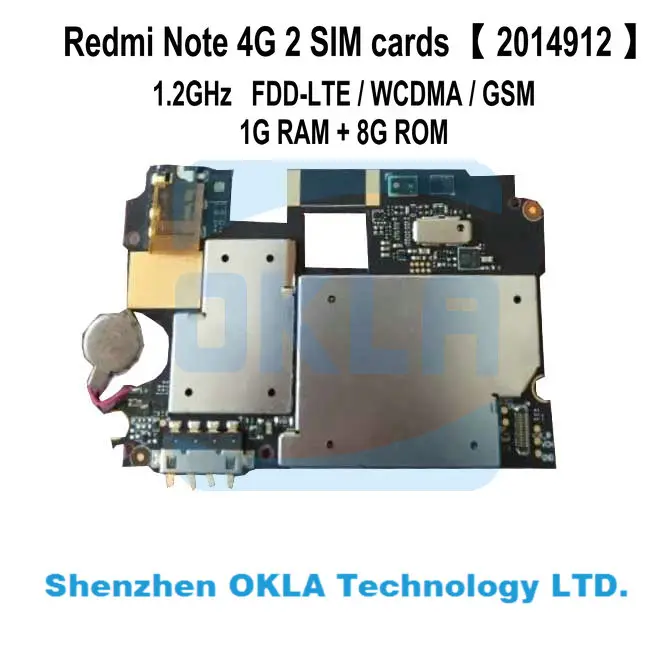 1 шт. 2014912 Оригинал используется материнская плата для xiaomi redmi note 4g FDD-LTE WCDMA 1Гб RAM 8Гб