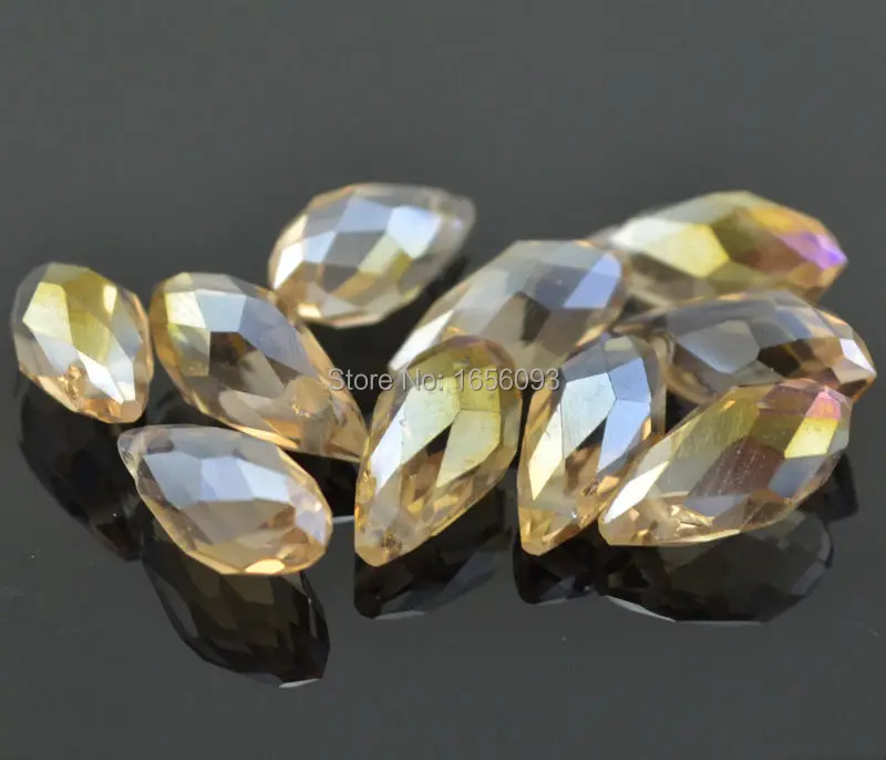 100 шт. 6x12 мм овальной формы с бесцветными стёклами граненый чешский хрустальный