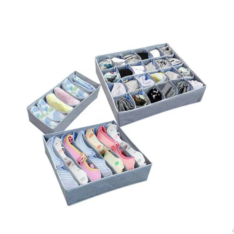 

3 Pieces Of Non-Woven Storage Boxes For Bowstring Socks Shorts Underwear Bras Drawers With Cover Separator Organizer Underwea
