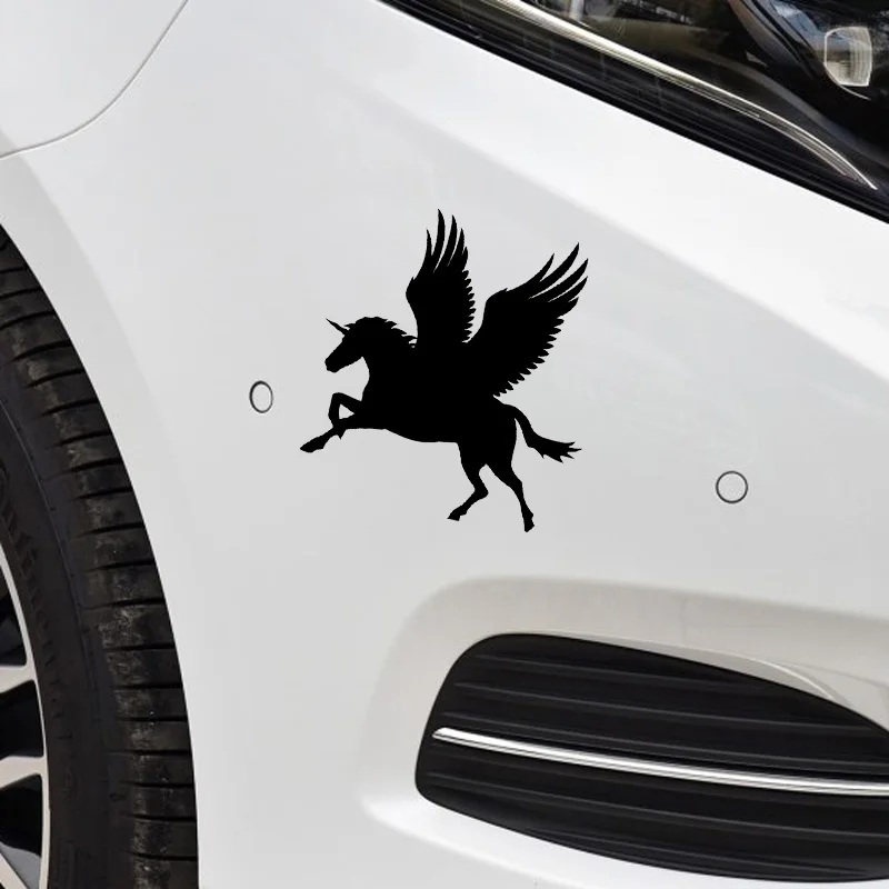 YJZT 11.6*12.4CM Handsome Flying Unicorn Angel Pray Decal Black/Silver Covering The Body Silhoutte Car Sticker Vinyl C20-1570 | Автомобили