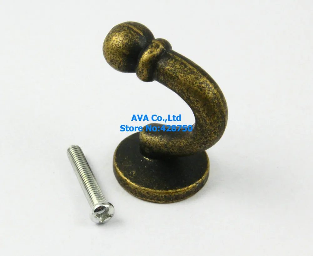 10 шт. настенные крючки для шляп пальто Крючки для халатов/античная латунь 24x37 мм