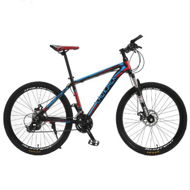 LAUXJACK Горный велосипед алюминиевая рама 24 скорость Shimano механические дисковые тормоза 26" колеса - Цвет: Blue Red