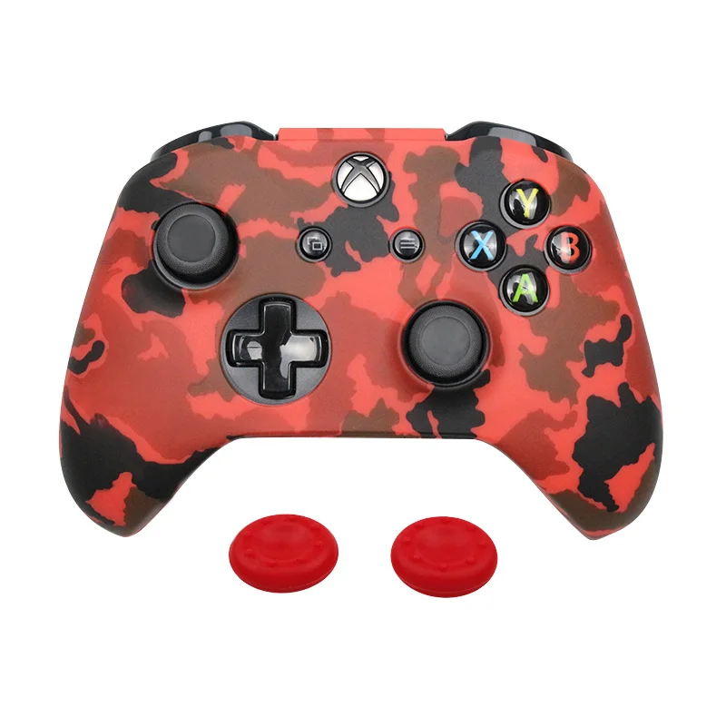 Camo Red Силиконовый защитный чехол для XBox One тонкий контроллер протектор Камуфляжный защитный чехол для джойстика с 2 бесплатными крышками - Цвет: Camo Red