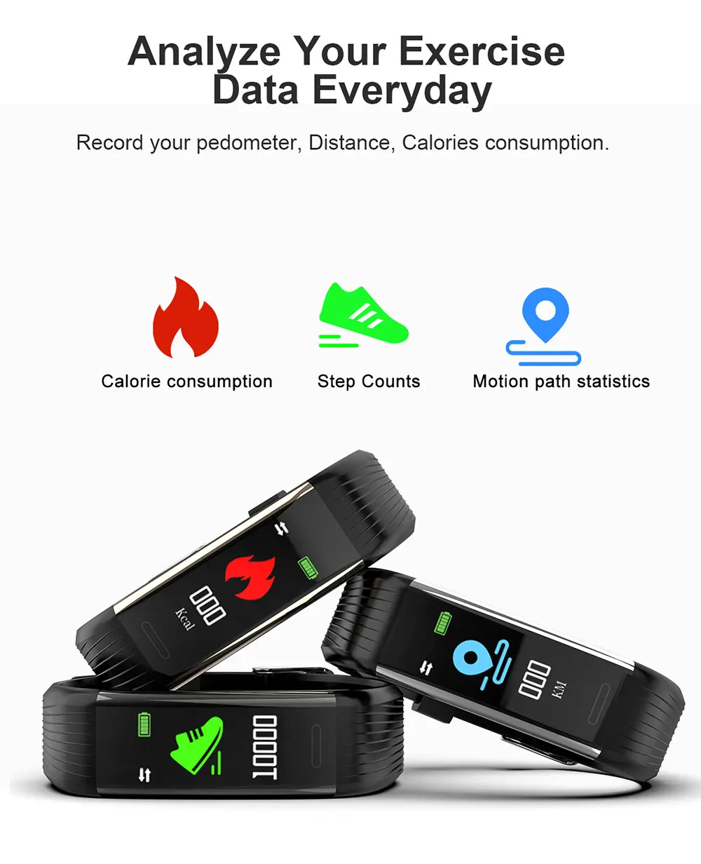 Smart Bracelet IP67 Waterproof Fitness Tracker Band Blood Pressure Heart Rate Monito Sleep monitoring Smart Wristband