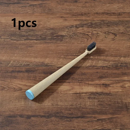 1pcs blue Новая зубная щетка из бамбукового волокна, зубная щетка для родителей и ребенка, 2 шт. в упаковке, мягкая щетина, зубная щетка из природных материалов, brosse a dent bambou - Цвет: 1pcs blue
