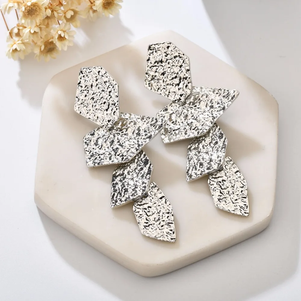 Модные золотые серебряные геометрические серьги MESTILO для женщин эффектные в