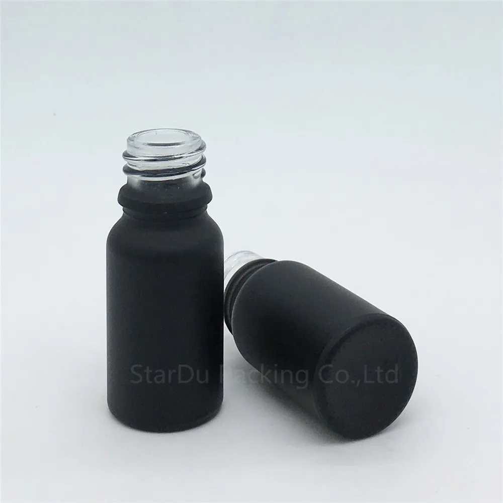 

Free Shipping 500pcs/lot 10ML Black Bottle , 10cc Vials Essential Oil Bottle with tamper evident cap Perfume glass bottles
