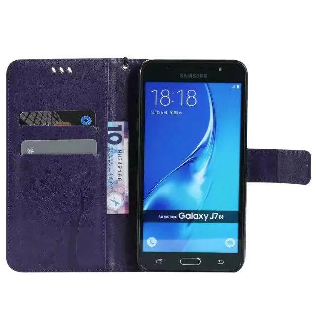 Для J310 J510 J710 Дерево Бабочка Цветочным узором Флип Единый Телефон Case For Samsung J3 J5 J7 2016