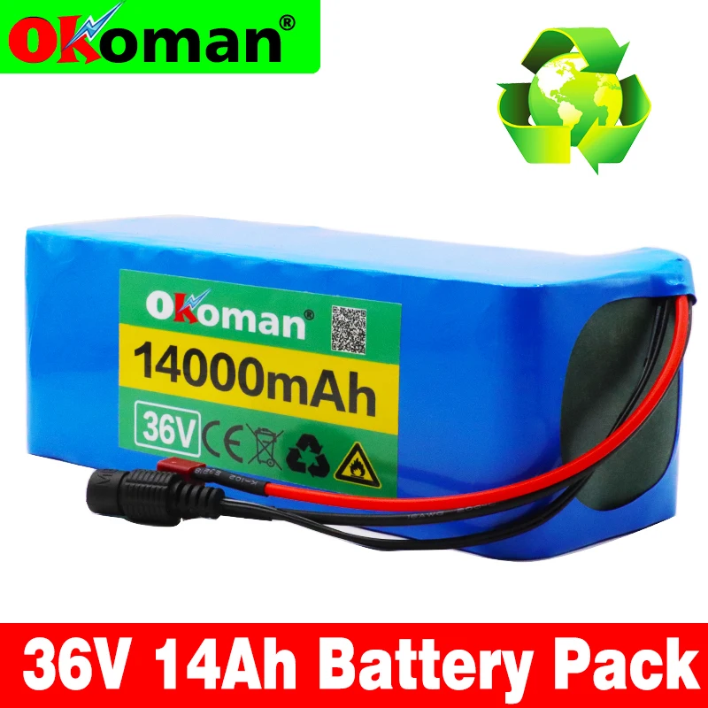 Okoman 10S4P 36V 14000mah 500w высокой мощности 42v 14AH 18650 литиевая АКБ электромотоцикл