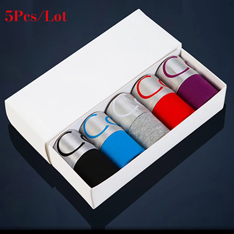 5Pcs-K Новые хлопковые шорты, мужское дышащее нижнее белье, мягкие боксеры, мужские однотонные боксеры, шорты размера плюс, мужские боксеры, нижнее белье, трусы - Цвет: 5Pcs-K