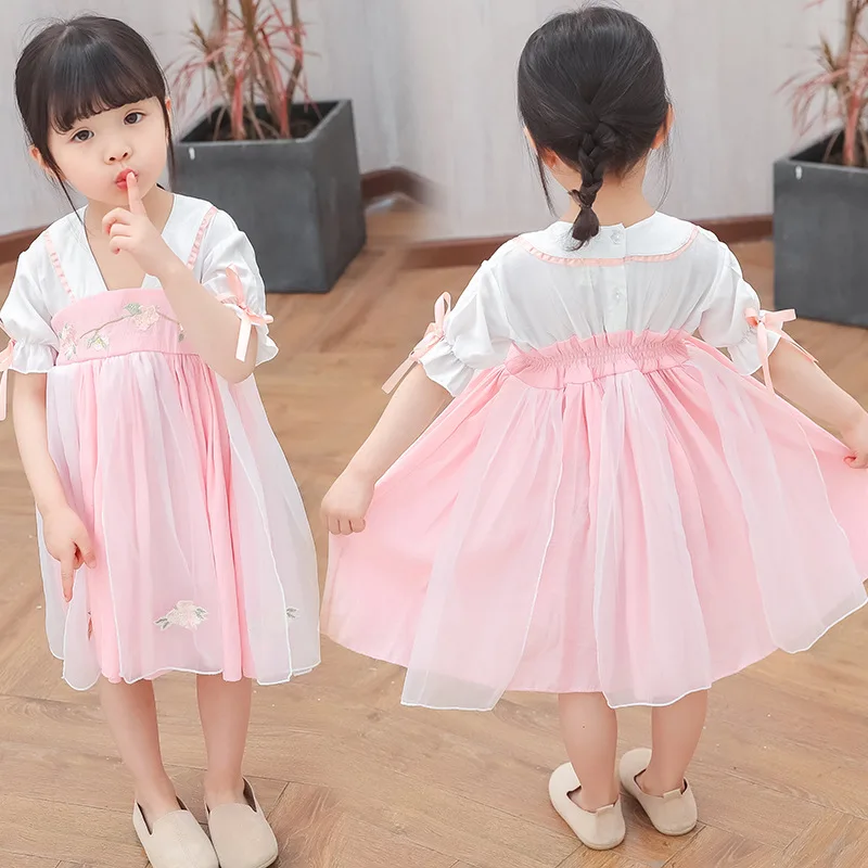 Size90-130 элегантное платье для маленьких девочек топ одежда Летний костюм с
